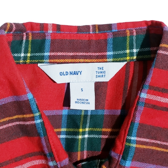 Old Navy Womens Lightweight Flannel Tunic Shirt Red Tartan Size Small NWT - Picture 5 of 5